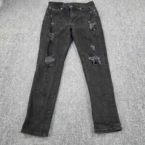 American Eagle Men's Slim Fit Sporty Black Washed Distressed Jeans